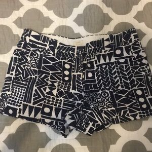 Navy and white patterned J.Crew chino shorts